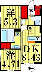 ラピュタ　ウイングス 1階2DKの間取り