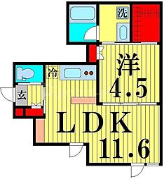 アリュイッテ青井 1階1LDKの間取り