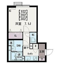 IXO六月 3階ワンルームの間取り