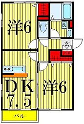 シャルマン 2DKの間取図画像
