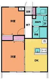 アステリア 2DKの間取図画像