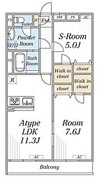 リブリ・SK竹の塚 1SLDKの間取図画像