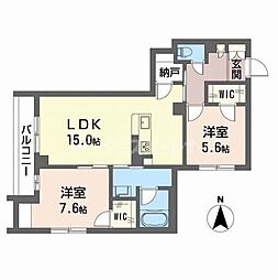 ディアコート西新井 2LDKの間取図画像