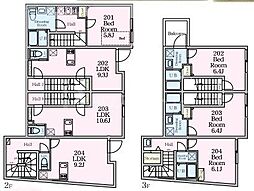 Reberty竹ノ塚 1Kの間取図画像