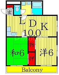 リバーサイドホシノ 2LDKの間取図画像