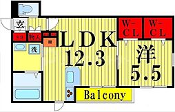 オリオンパレス 1LDKの間取図画像