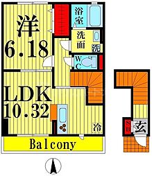 ウィスタリアセブン 1LDKの間取図画像