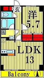 梅島ヒルズ 1LDKの間取図画像