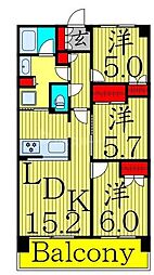 サンクレイドル西新井本町 3LDKの間取図画像
