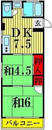 第二コーポ保木間 2DKの間取図画像