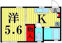 カーサ梅島 1DKの間取図画像