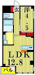 レガリア扇B棟 1LDKの間取図画像