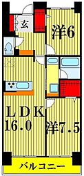 ロイヤルパーリスリバーサイド 2LDKの間取図画像