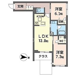 プラムテラス 2LDKの間取図画像