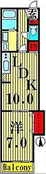 エムズグレイス7 1LDKの間取図画像