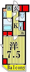 ルーブル西新井 1Kの間取図画像