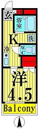 舎人ハウス 1Kの間取図画像