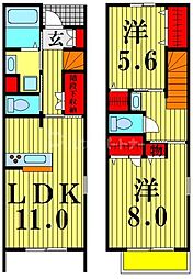 クレール 2LDKの間取図画像