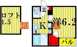 ブラン西新井 1Kの間取図画像