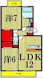 サルドセジュール 2LDKの間取図画像