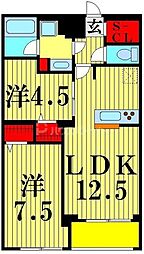アーバンパーク梅島 2LDKの間取図画像
