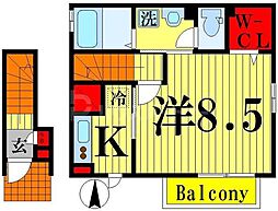 ミューザ 1Kの間取図画像