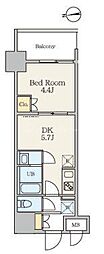 Alivis五反野 1DKの間取図画像