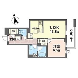 ヒュッゲ ヤード 1LDKの間取図画像