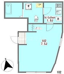 キートス 1Kの間取図画像