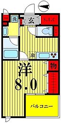 カンパネラ 1Kの間取図画像