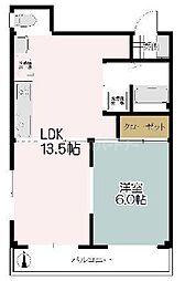 サンコーポ梅島 1LDKの間取図画像