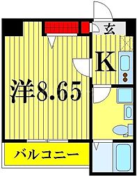 グランドエグザ親水公園1 1Kの間取図画像