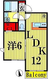 オンディーヌグルエ1 1LDKの間取図画像