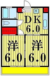 ユニバーサルマンション 2DKの間取図画像