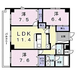 カルナック石鍋 3LDKの間取図画像