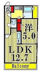 アーバハイツ扇大橋 1LDKの間取図画像