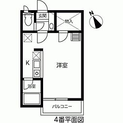 セザンヌ石巻 1階ワンルームの間取り