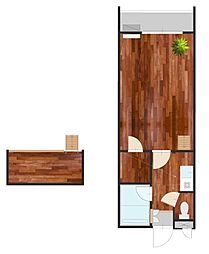 セザンヌ大知波2 1Kの間取図画像