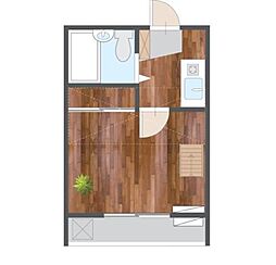 ユトリロ柱九番町 1Kの間取図画像