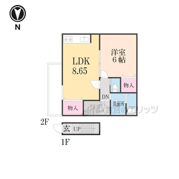 Ｓｈｉｎメゾン 2階｜京都府京都市山科区西野楳本町(賃貸アパート1LDK・2階・36.45㎡)の写真 その2