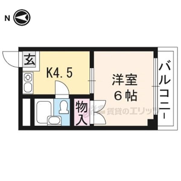 サンライズ北白川 305｜京都府京都市左京区北白川東久保田町(賃貸マンション1K・3階・18.94㎡)の写真 その2