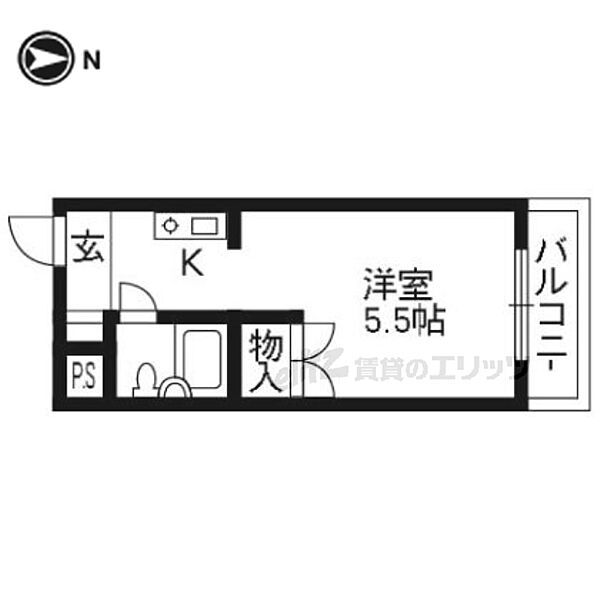 京都府京都市右京区西院東今田町(賃貸マンション1K・2階・16.50㎡)の写真 その2