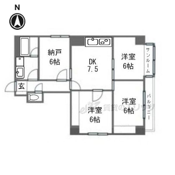 立美家ビル 601｜京都府京都市中京区中島町(賃貸マンション3DK・6階・80.42㎡)の写真 その2