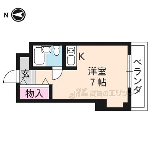 コーポ出町柳 1302｜京都府京都市左京区田中上柳町(賃貸マンション1R・3階・17.00㎡)の写真 その2