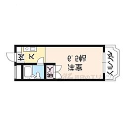 ドミ大田 4階1Kの間取り