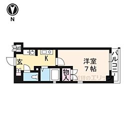 京阪本線 神宮丸太町駅 徒歩5分の賃貸マンション 2階1Kの間取り