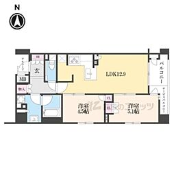 ブランズ御池西洞院 3階2LDKの間取り