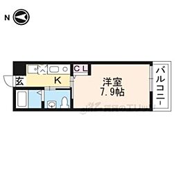 サンプット七条壬生 2階1Kの間取り