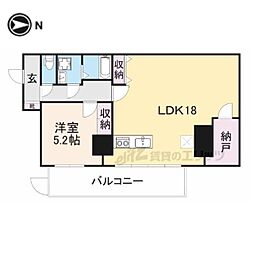 京都市営烏丸線 四条駅 徒歩6分の賃貸マンション 1階1LDKの間取り