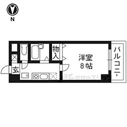 京都地下鉄東西線 二条城前駅 徒歩2分の賃貸マンション 6階1Kの間取り